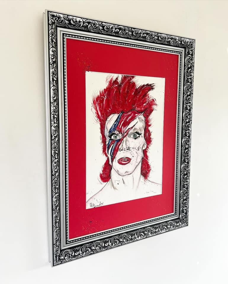 Original - Framed Painting - David Bowie - Bowie - Bowie Art - David Bowie Painting - Music - Fashion Illustration