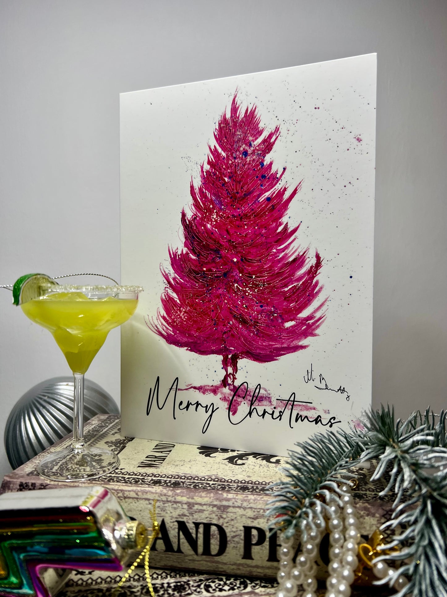A5 Christmas Card - Pink Christmas Tree
