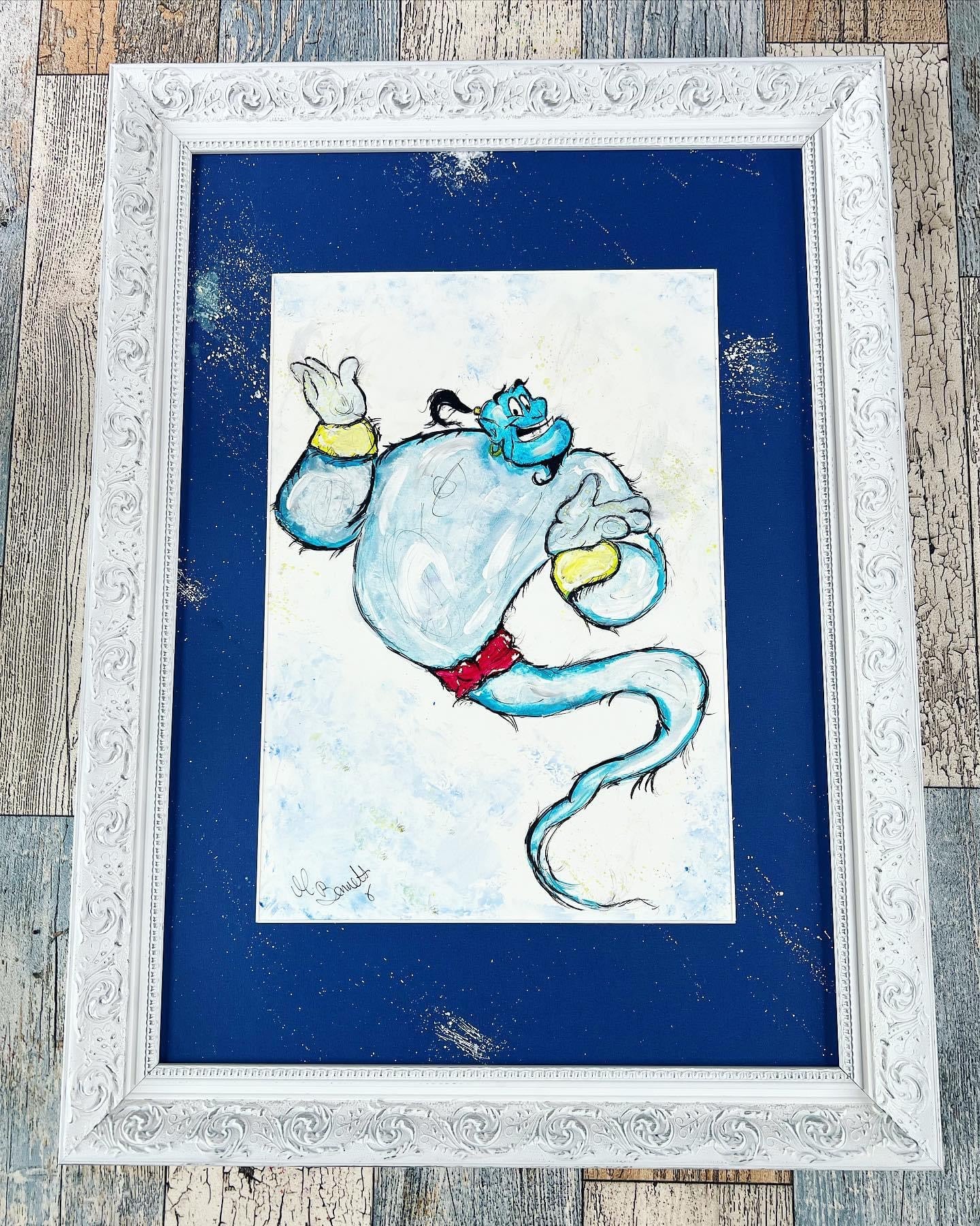 The Genie - Original Framed Painting - Disney Art - Disney Princess - Disney - Aladdin  Art - Aladdin Art Painting