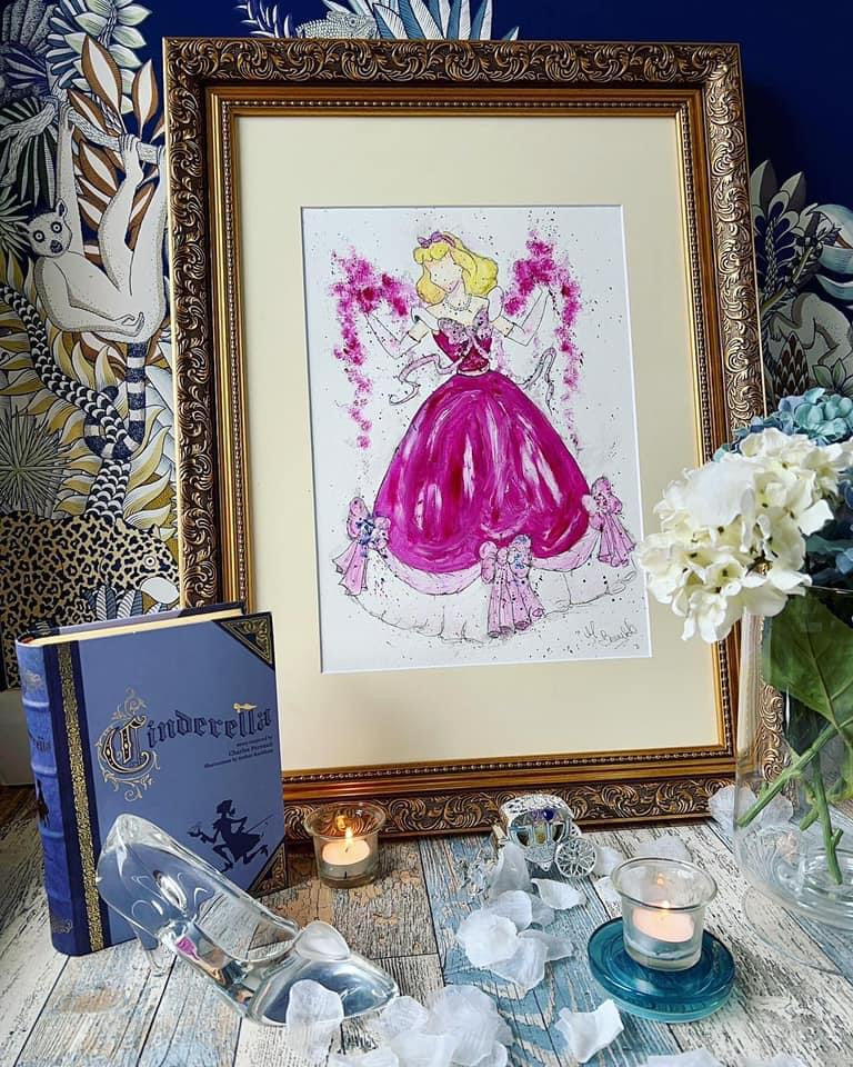 I shall go to the Ball - Cinderella - Original Framed Painting - Disney Art - Disney Princess - Disney - Cinderella Art - Water Colour -