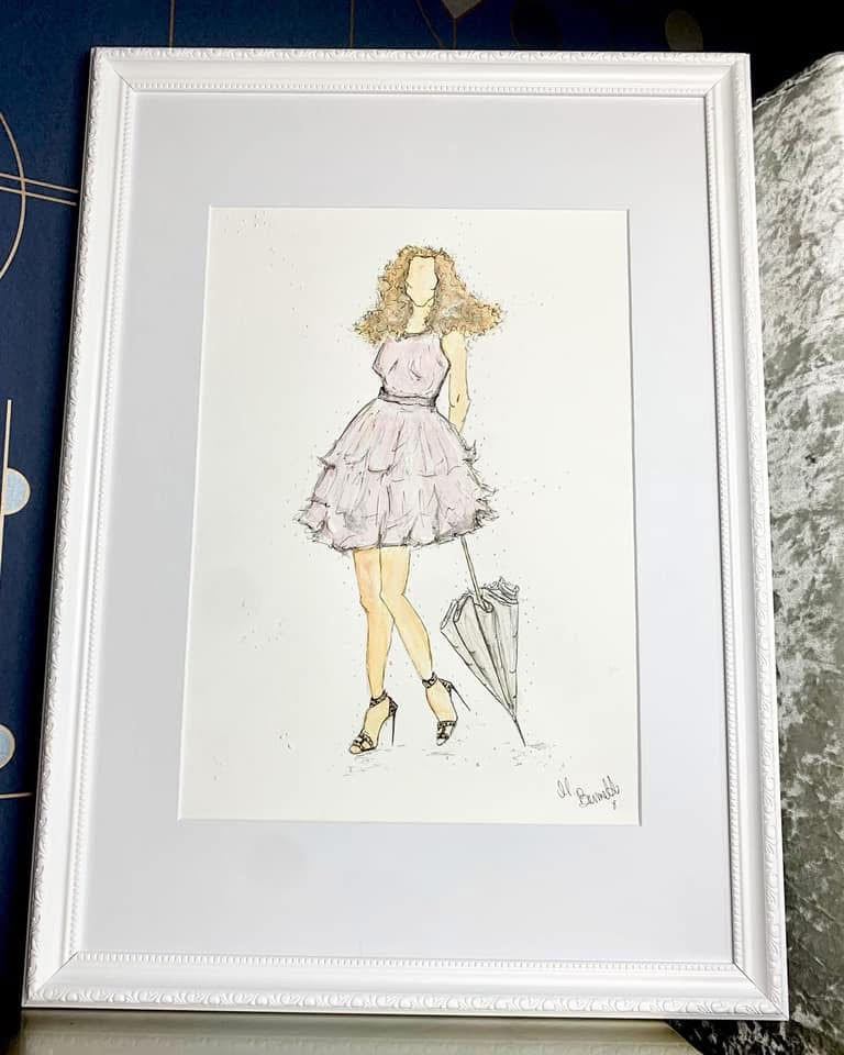 Sex and the City  - Carrie Bradshaw - Original Painting - Framed - Original Art - Fashion Illustration - Sarah Jessica Parker - SJP