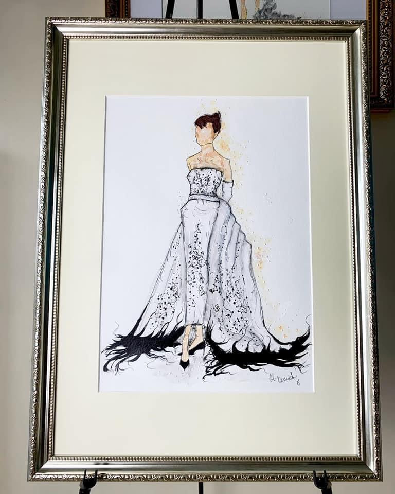Audrey Hepburn - Sabrina - original framed painting - Audrey Hepburn Art - Audrey Hepburn Painting