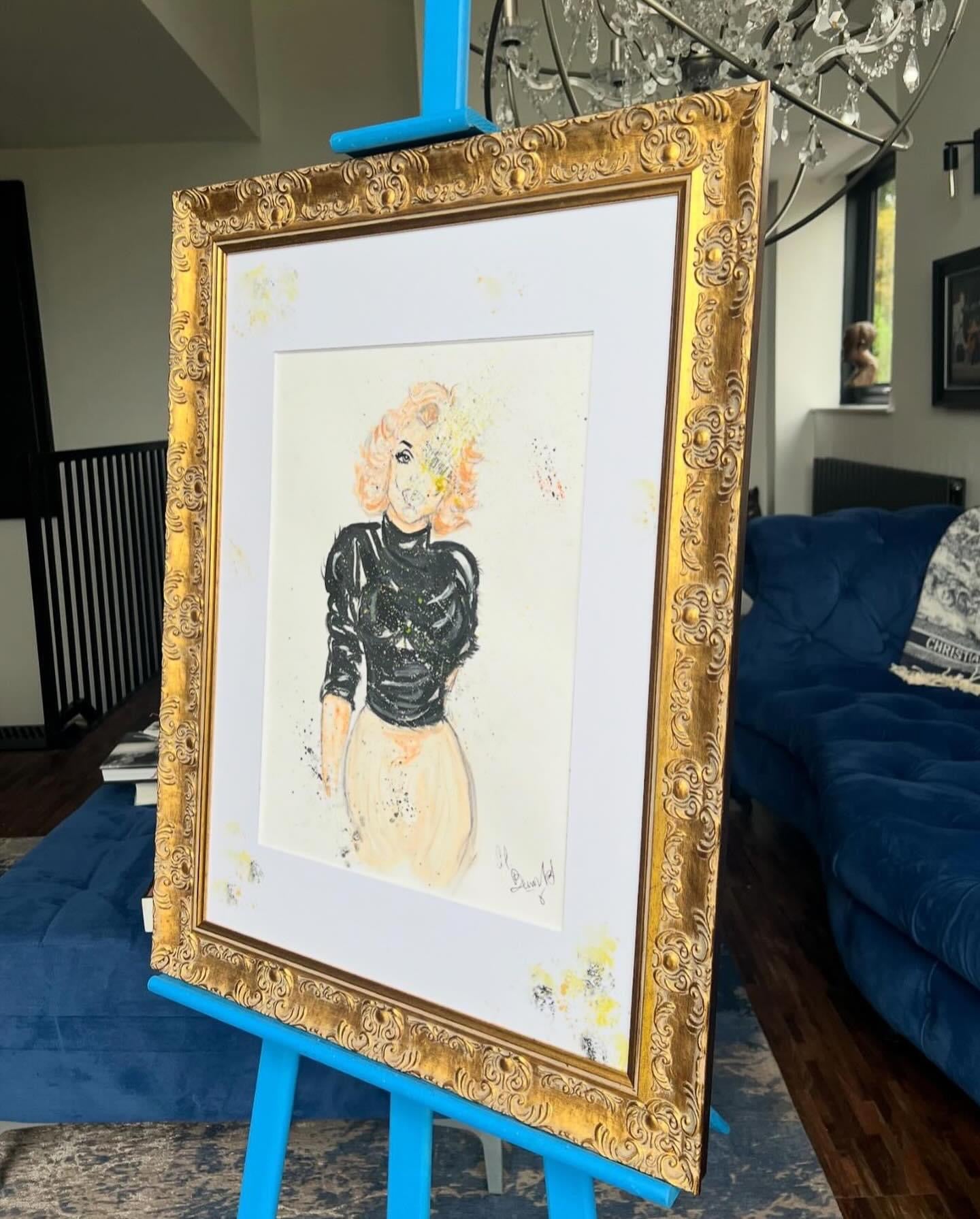 Marilyn Monroe - Original Water Colour Painting - Framed  In A Beautiful Gold French Ornate Frame