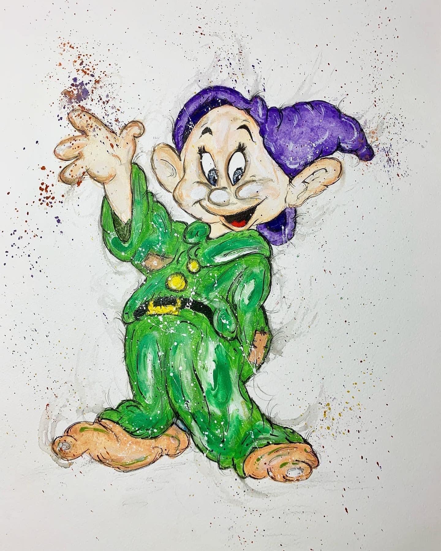 Dopey Print - Snow White and the 7 Dwarfs    - Limited Edition Print - Edition Size 10  - Art Print - Snow White