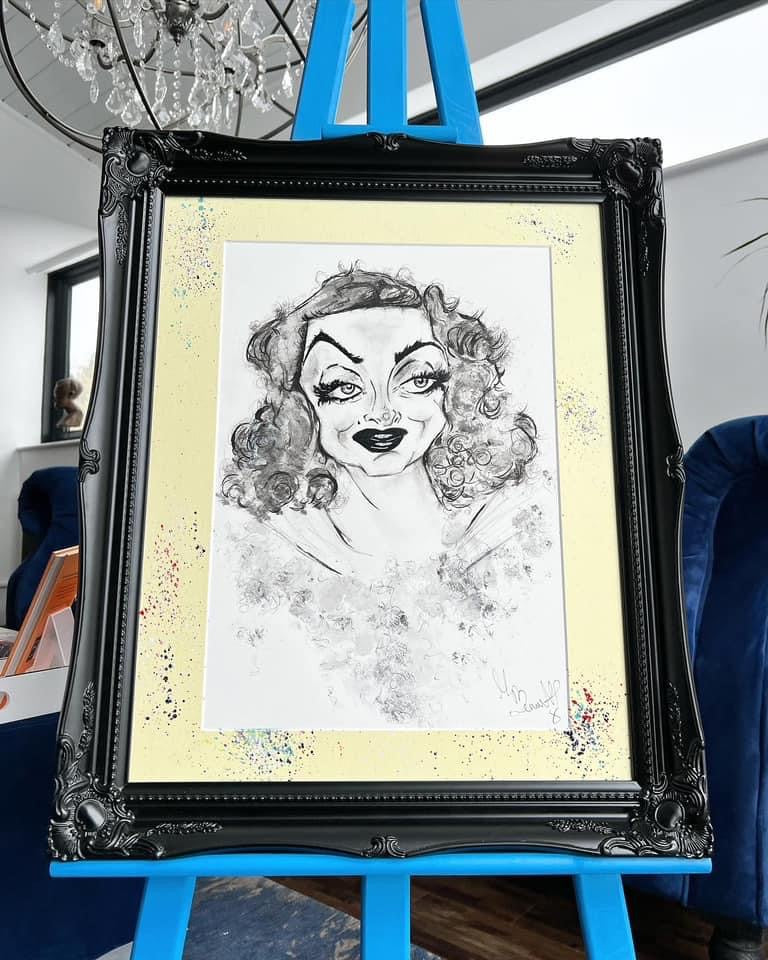Bette Davis - Original  Framed Caricature Painting- Bette Davis Art - Fued - All about Eve - Bette Davis Painting