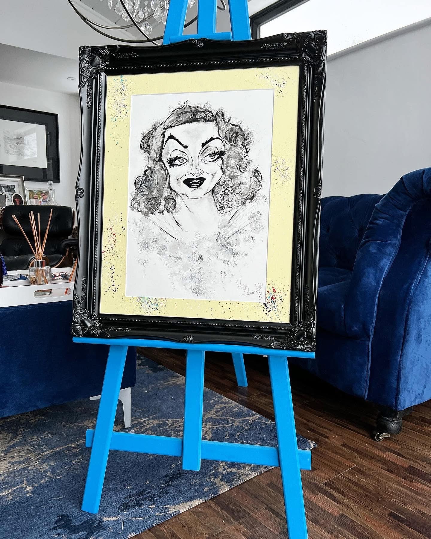 Bette Davis - Original  Framed Caricature Painting- Bette Davis Art - Fued - All about Eve - Bette Davis Painting