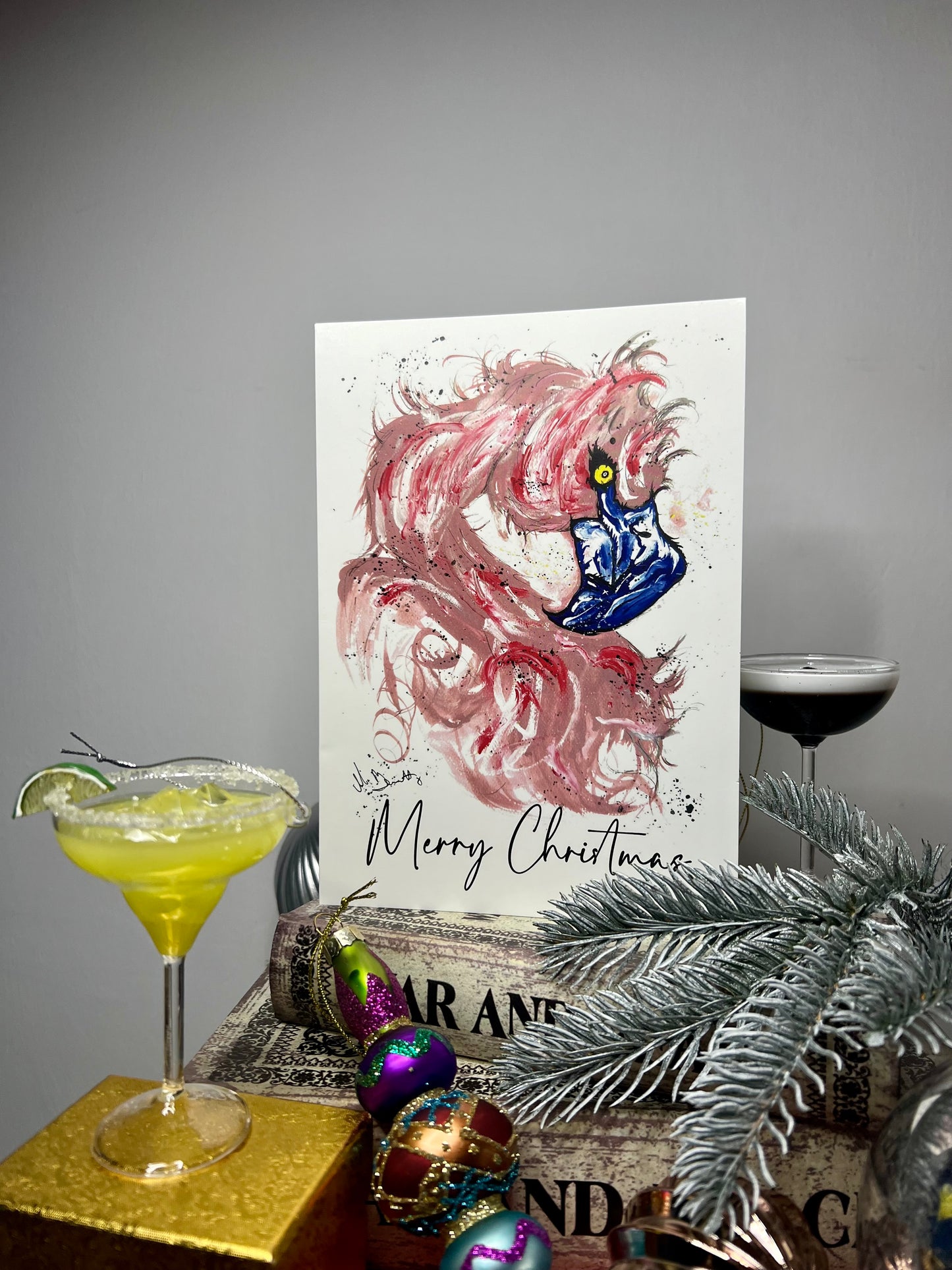 A5 Christmas Card - Pink Flamingo