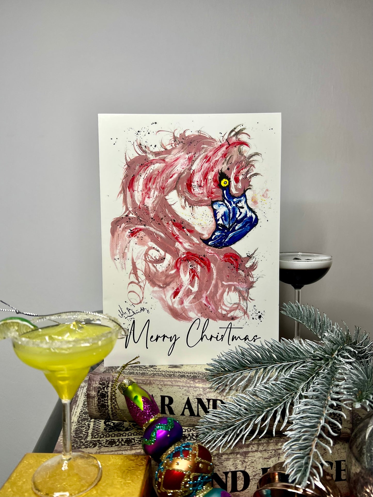 A5 Christmas Card - Pink Flamingo