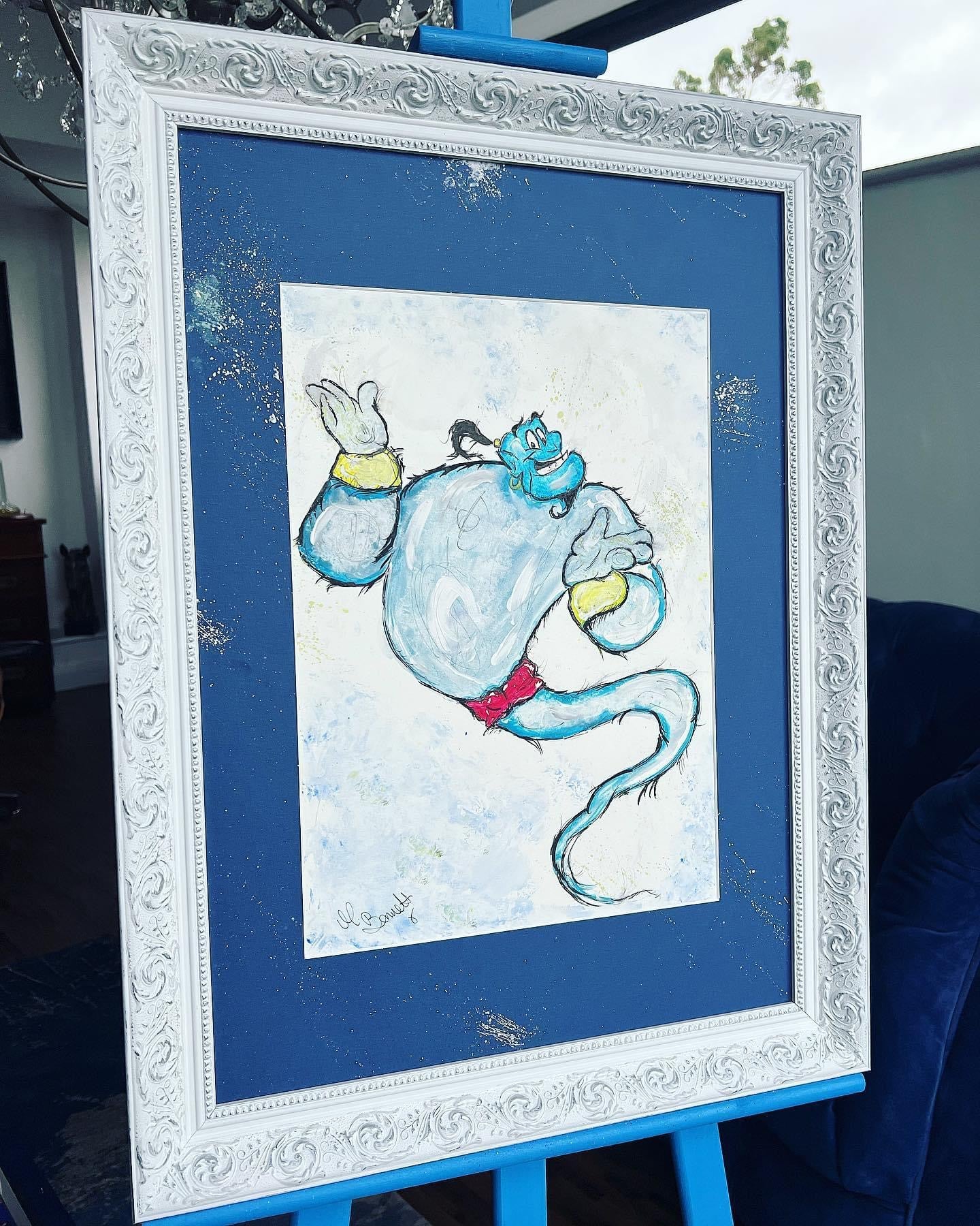 The Genie - Original Framed Painting - Disney Art - Disney Princess - Disney - Aladdin  Art - Aladdin Art Painting