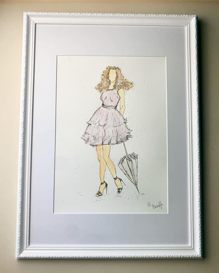 Sex and the City  - Carrie Bradshaw - Original Painting - Framed - Original Art - Fashion Illustration - Sarah Jessica Parker - SJP