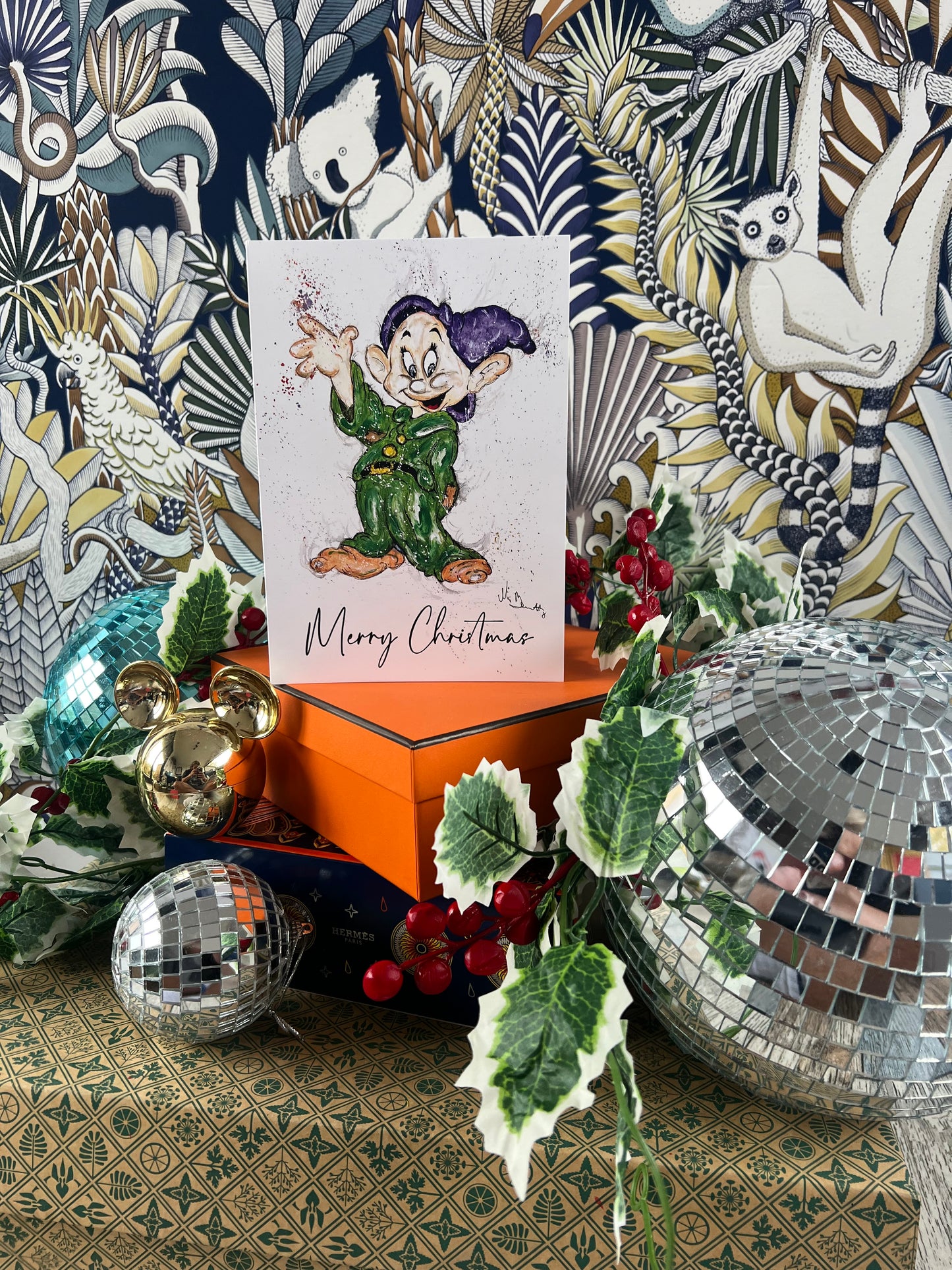 Dopey Snow White - A5 Christmas Card - Disney Art - Disney - Disney Card