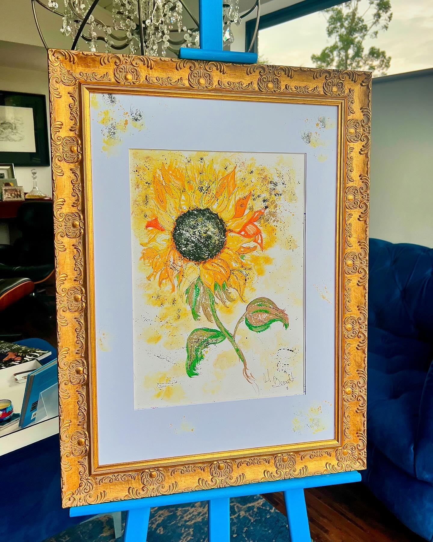 Sun Flower - Original Water coloured framed painting