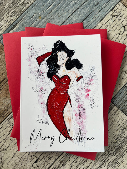 Burlesque Lady- A5 Christmas Card