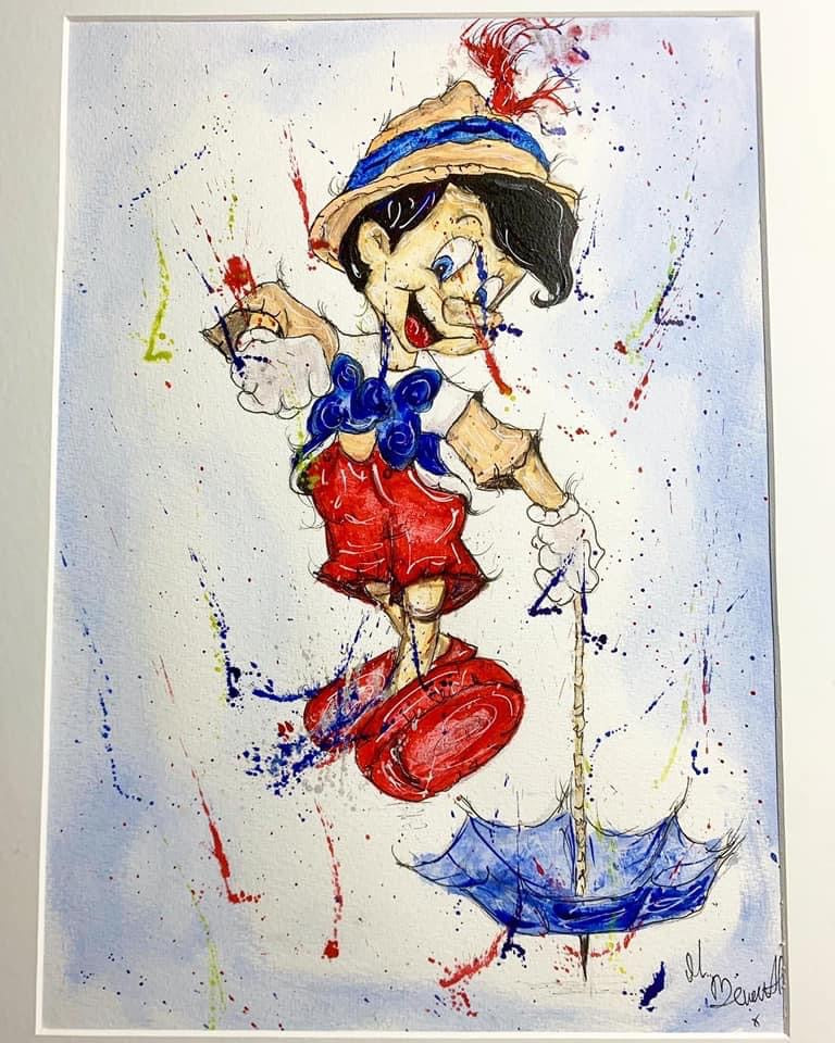 Pinocchio - Original Framed Painting - Disney Art - Disney Painting - Pinocchio Art - 27/20 Inches