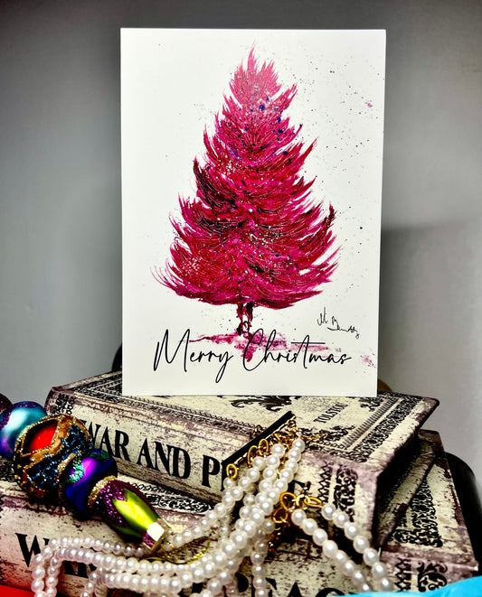 A5 Christmas Card - Pink Christmas Tree