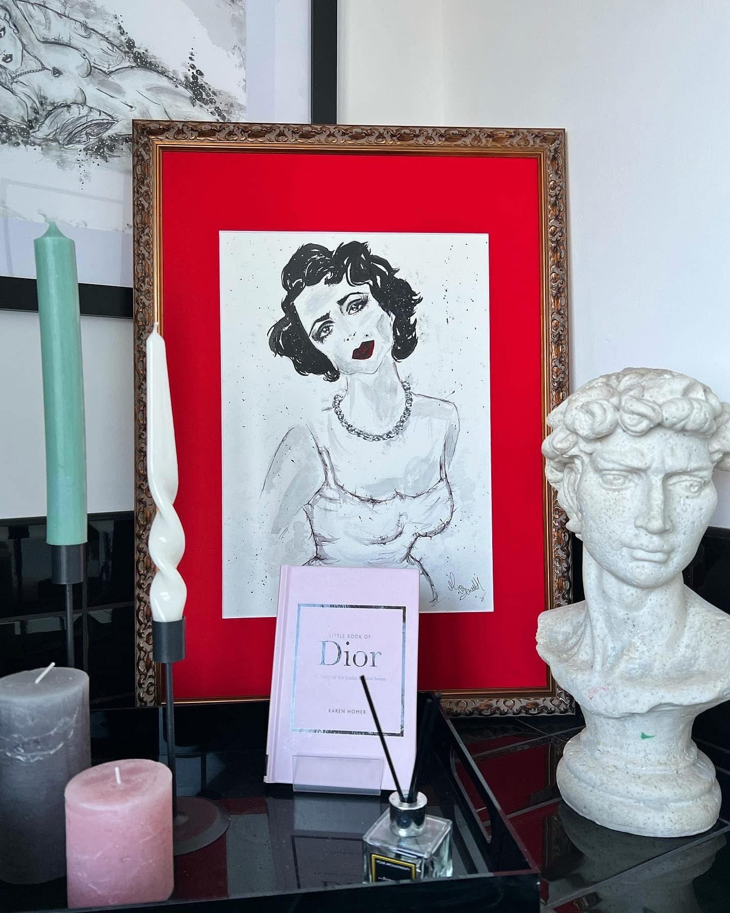Elizabeth Taylor - Original Painting - Old Hollywood - Classic Hollywood - Framed - Original Art - Liz Taylor Art - Fashion Illustration
