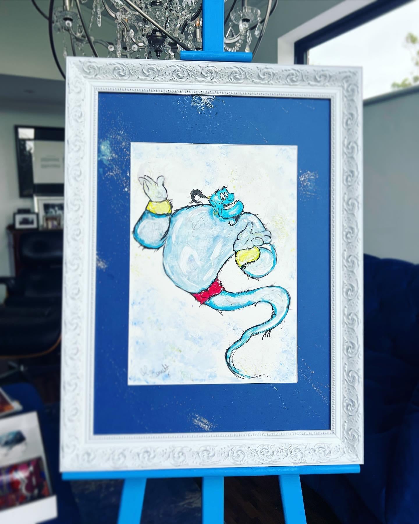 The Genie - Original Framed Painting - Disney Art - Disney Princess - Disney - Aladdin  Art - Aladdin Art Painting