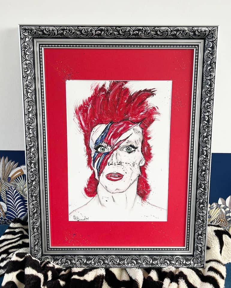 Original - Framed Painting - David Bowie - Bowie - Bowie Art - David Bowie Painting - Music - Fashion Illustration
