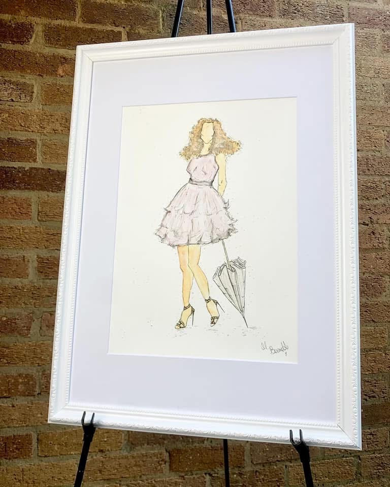 Sex and the City  - Carrie Bradshaw - Original Painting - Framed - Original Art - Fashion Illustration - Sarah Jessica Parker - SJP