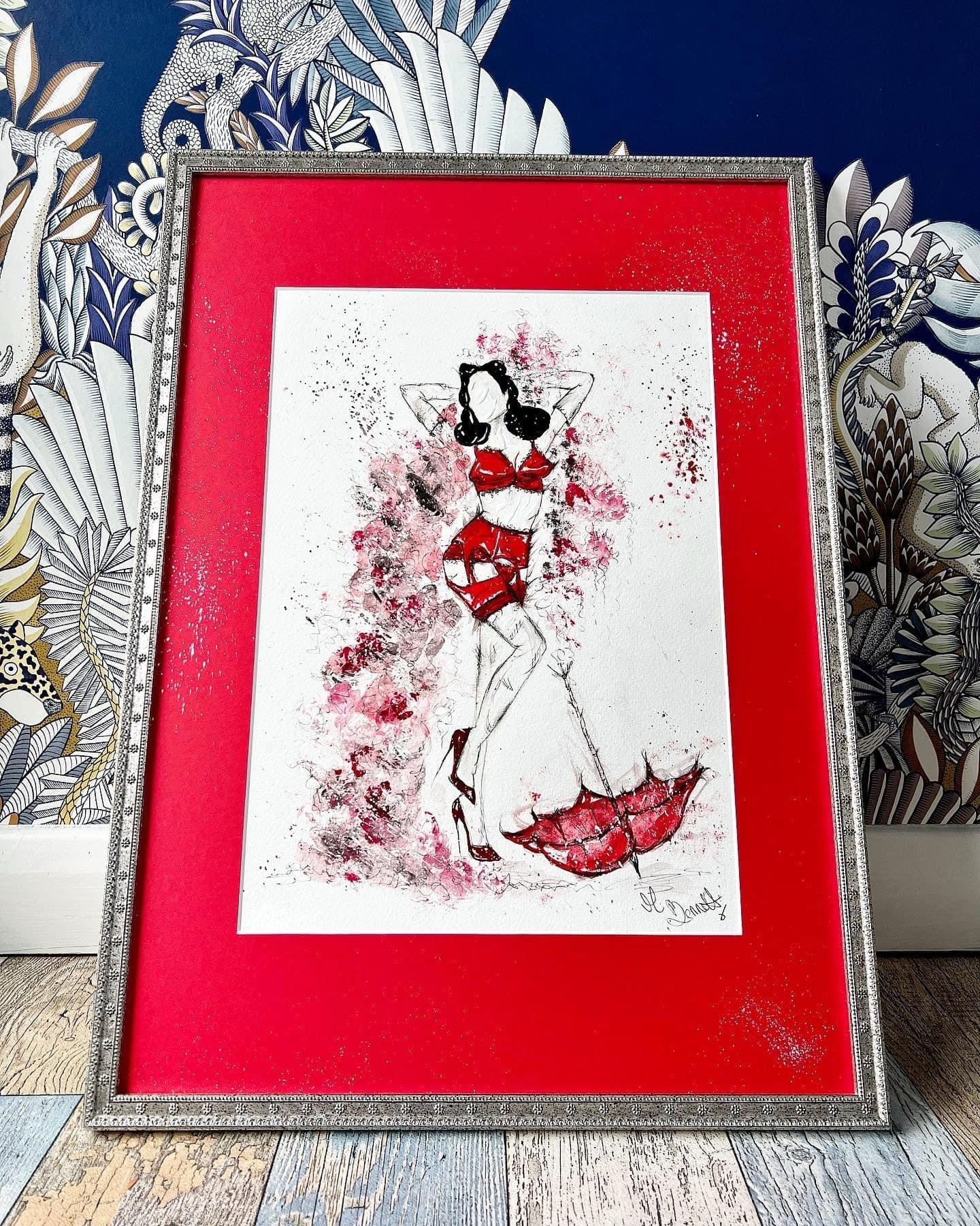 Dita Von Teese - Original Painting - Framed - Pin Up - Dita Avon Teese Art - Dita Von  Teese Painting