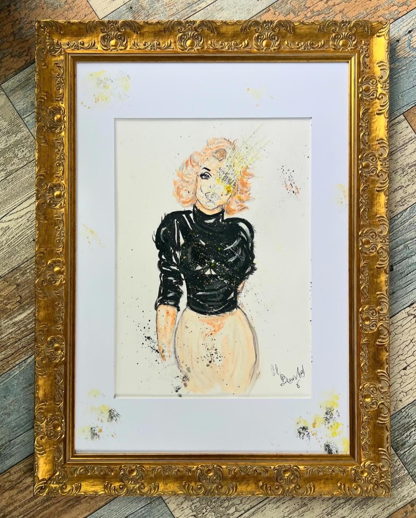 Marilyn Monroe - Original Water Colour Painting - Framed  In A Beautiful Gold French Ornate Frame