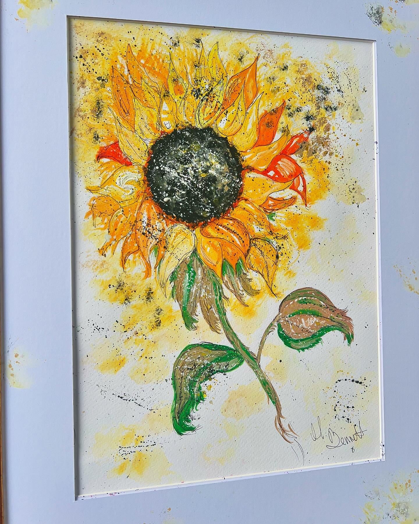 Sun Flower - Original Water coloured framed painting