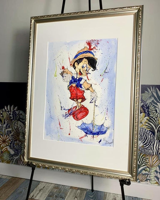 Pinocchio - Original Framed Painting - Disney Art - Disney Painting - Pinocchio Art - 27/20 Inches