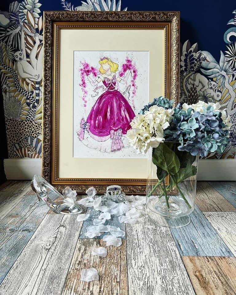 I shall go to the Ball - Cinderella - Original Framed Painting - Disney Art - Disney Princess - Disney - Cinderella Art - Water Colour -