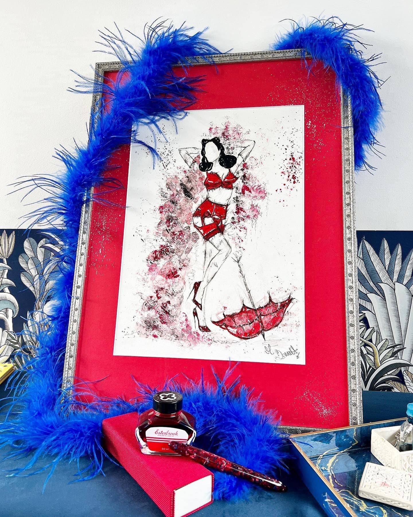 Dita Von Teese - Original Painting - Framed - Pin Up - Dita Avon Teese Art - Dita Von  Teese Painting