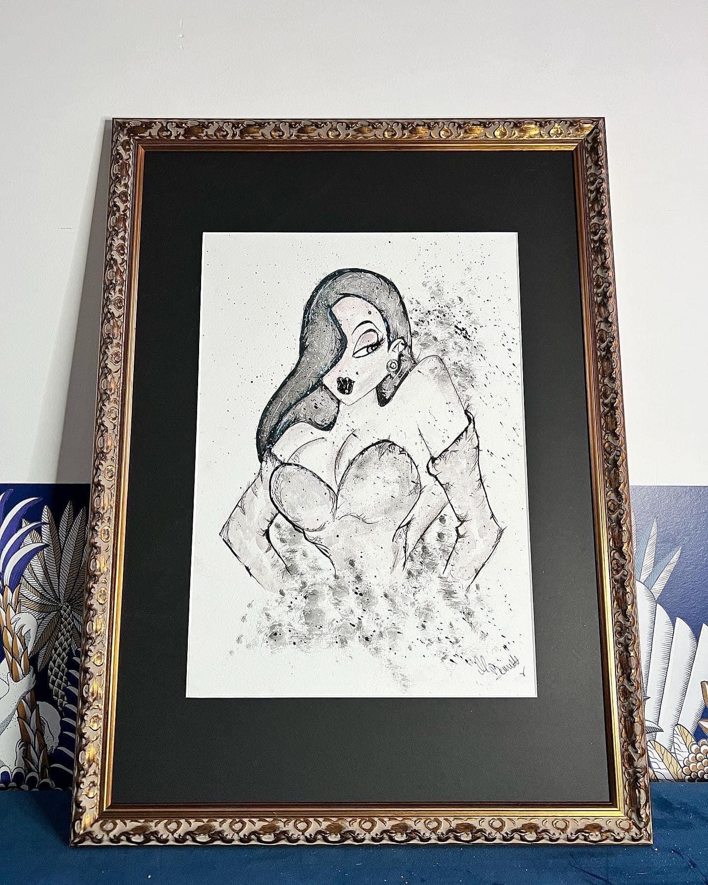 Jessica Rabbit - Original - Framed - Painting - Jessica Rabbit Art - Who Framed Roger Rabbit - Jessica Rabbit Painting - Pin Up - Pin Up Art
