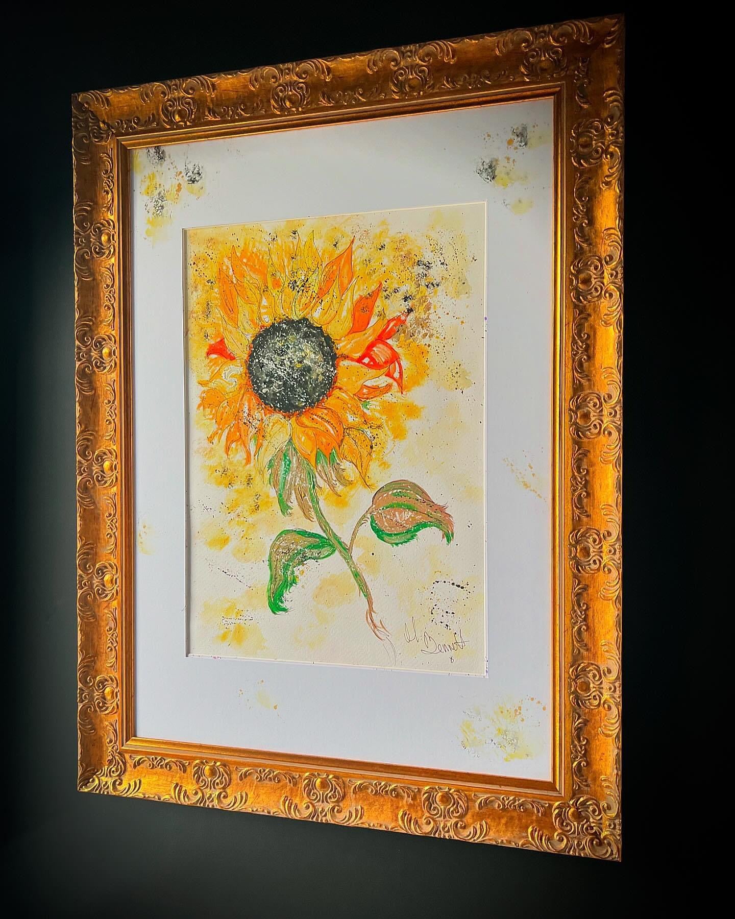 Sun Flower - Original Water coloured framed painting