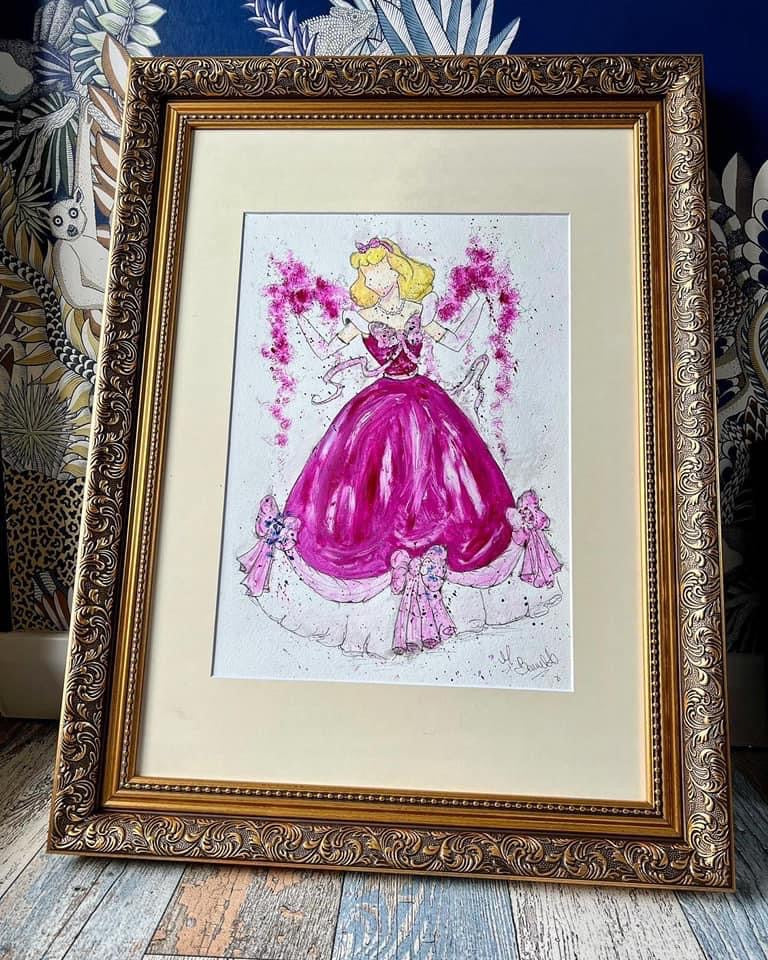 I shall go to the Ball - Cinderella - Original Framed Painting - Disney Art - Disney Princess - Disney - Cinderella Art - Water Colour -