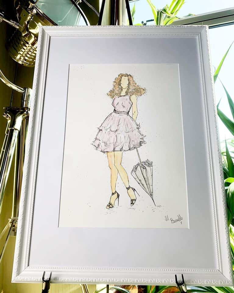 Sex and the City  - Carrie Bradshaw - Original Painting - Framed - Original Art - Fashion Illustration - Sarah Jessica Parker - SJP