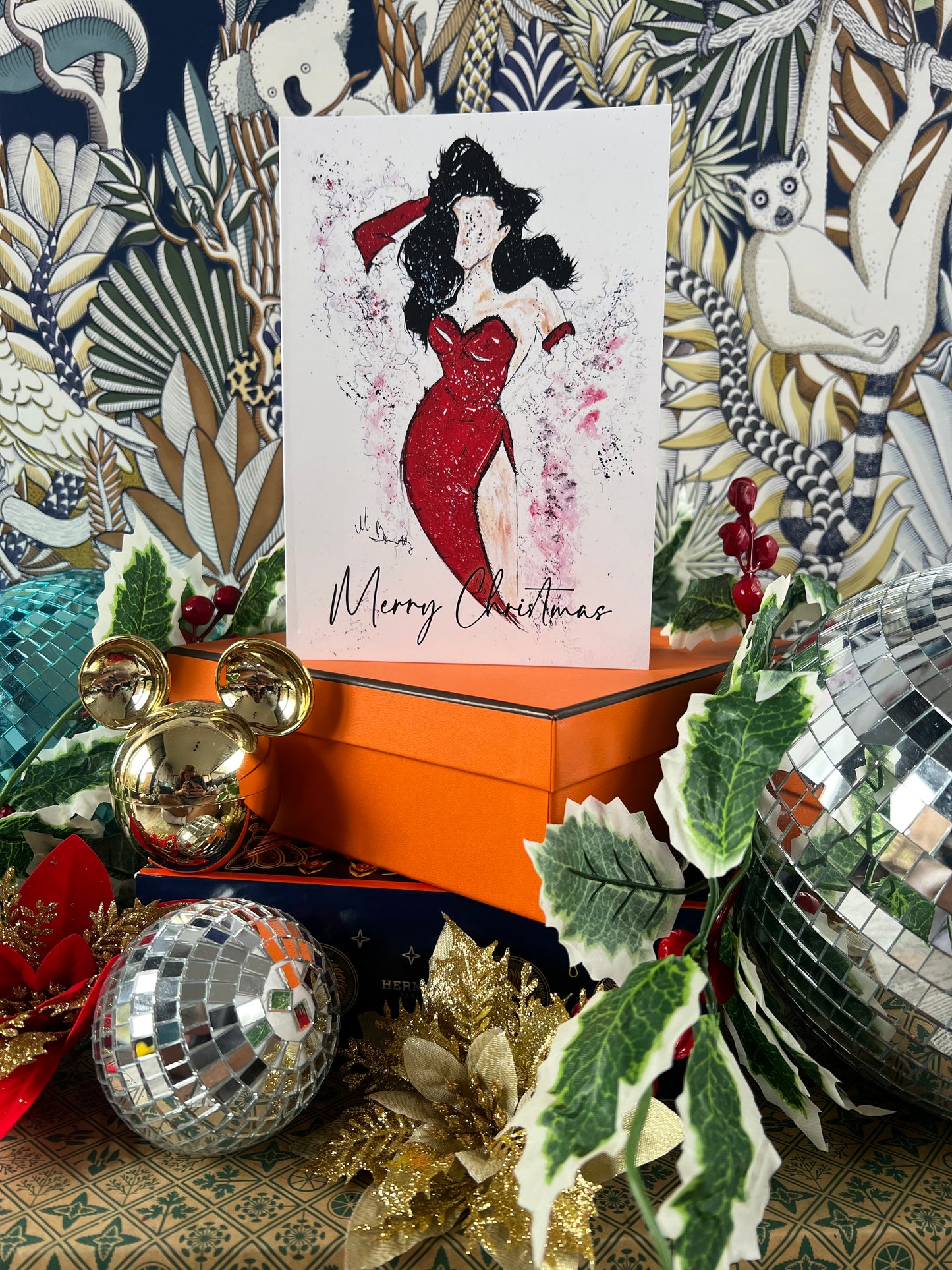 Burlesque Lady- A5 Christmas Card
