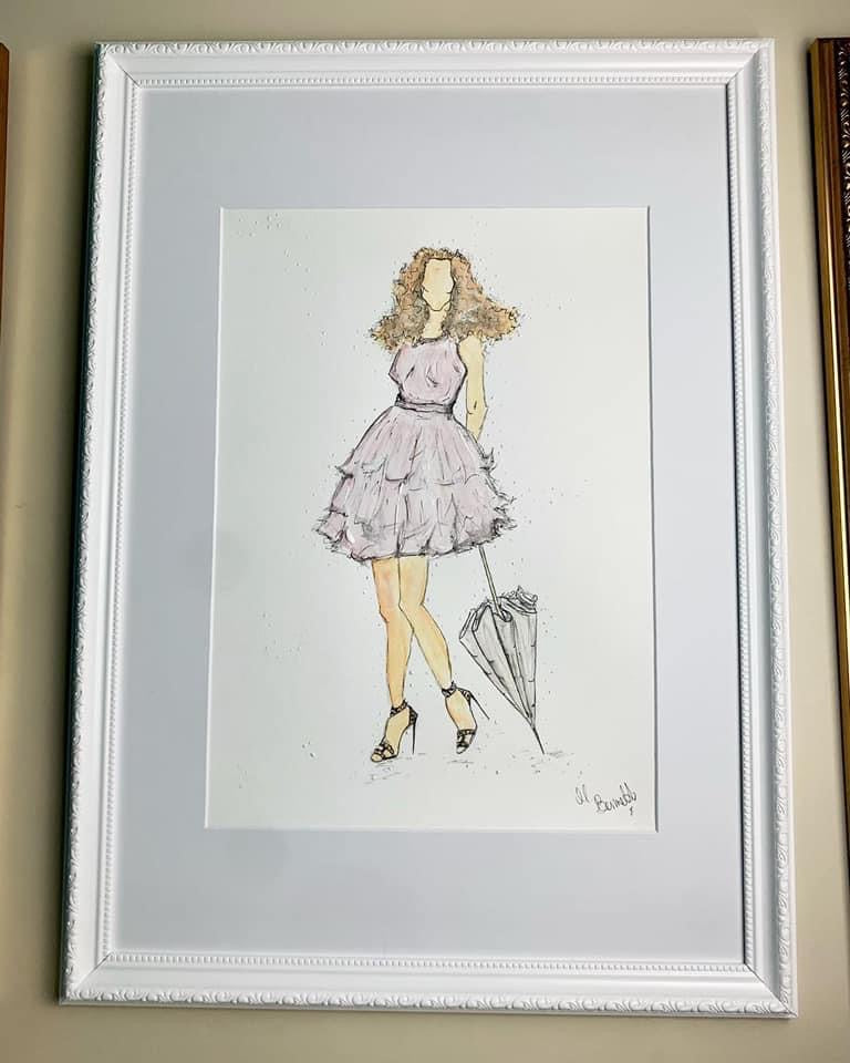Sex and the City  - Carrie Bradshaw - Original Painting - Framed - Original Art - Fashion Illustration - Sarah Jessica Parker - SJP