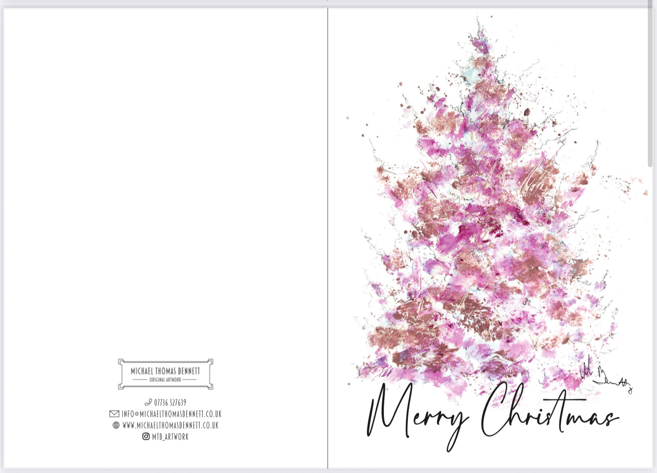 A5 Christmas Card - Pink Christmas Tree