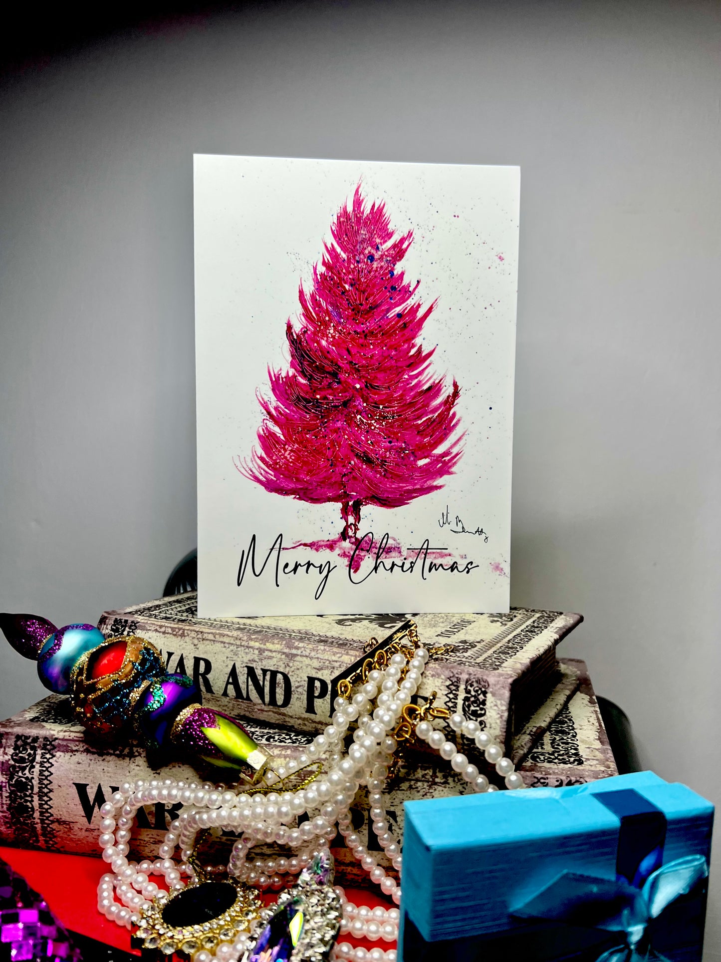 A5 Christmas Card - Pink Christmas Tree