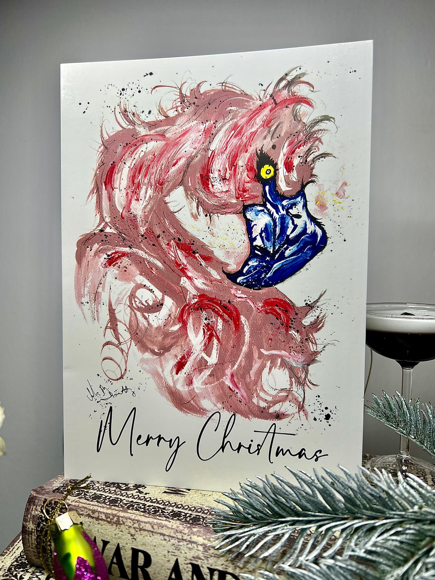 A5 Christmas Card - Pink Flamingo