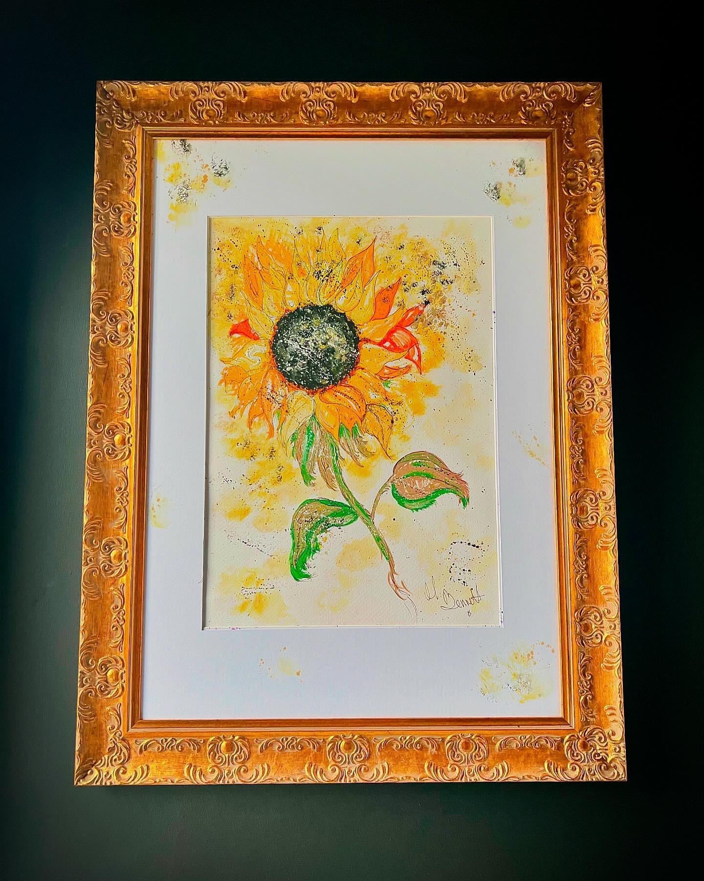Sun Flower - Original Water coloured framed painting