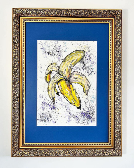 Original Gold Ornate Framed Painting - Banana - Pop Art - 27/20 Inches