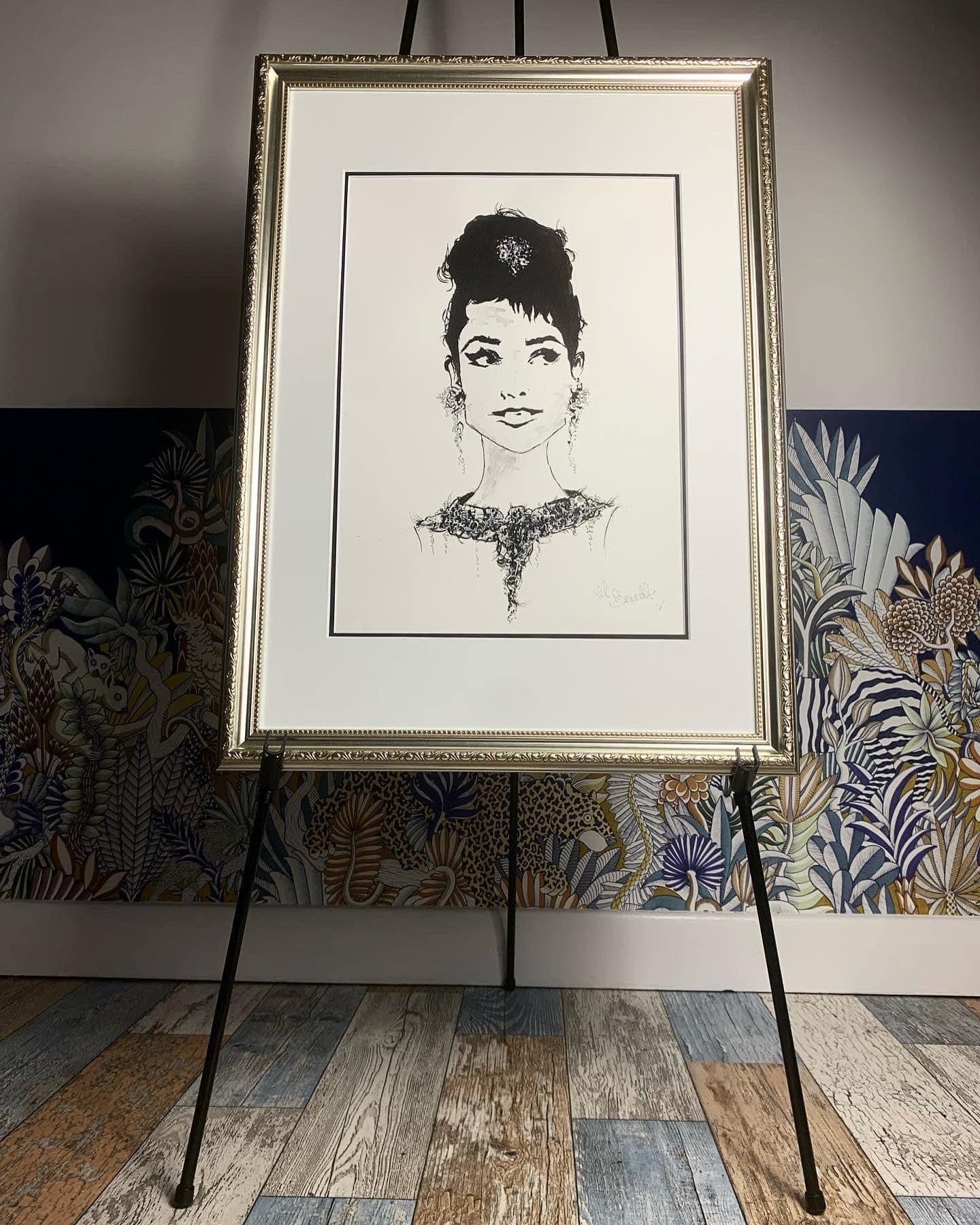 Audrey Hepburn - Breakfast at Tiffany’s - Original framed painting - Audrey Hepburn Art - Audrey Hepburn Painting