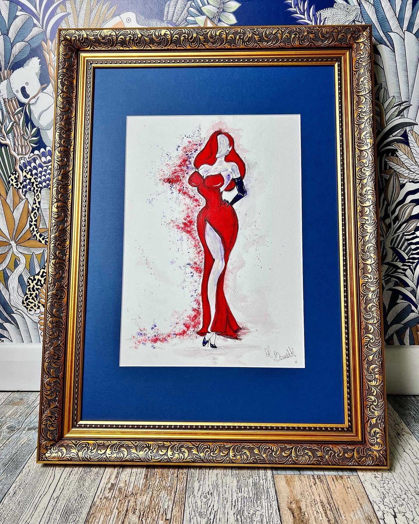 Jessica Rabbit - Original - Framed - Painting - Jessica Rabbit Art - Who Framed Roger Rabbit - Jessica Rabbit Painting - Pin Up - Pin Up Art
