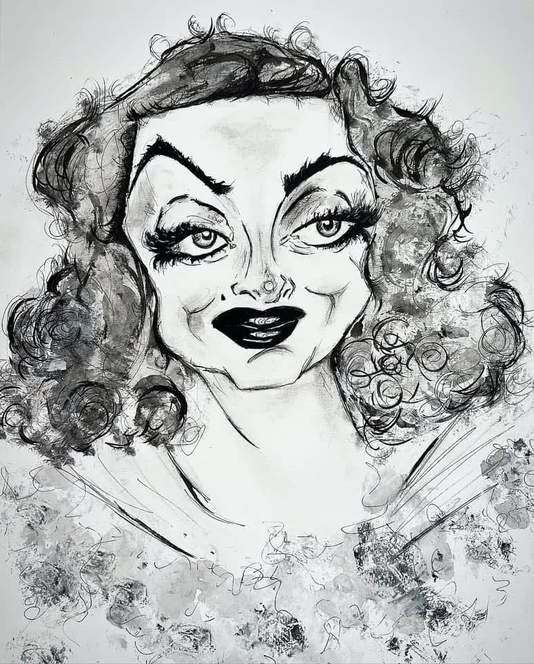 Bette Davis - Original  Framed Caricature Painting- Bette Davis Art - Fued - All about Eve - Bette Davis Painting