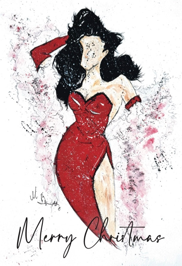 Burlesque Lady- A5 Christmas Card
