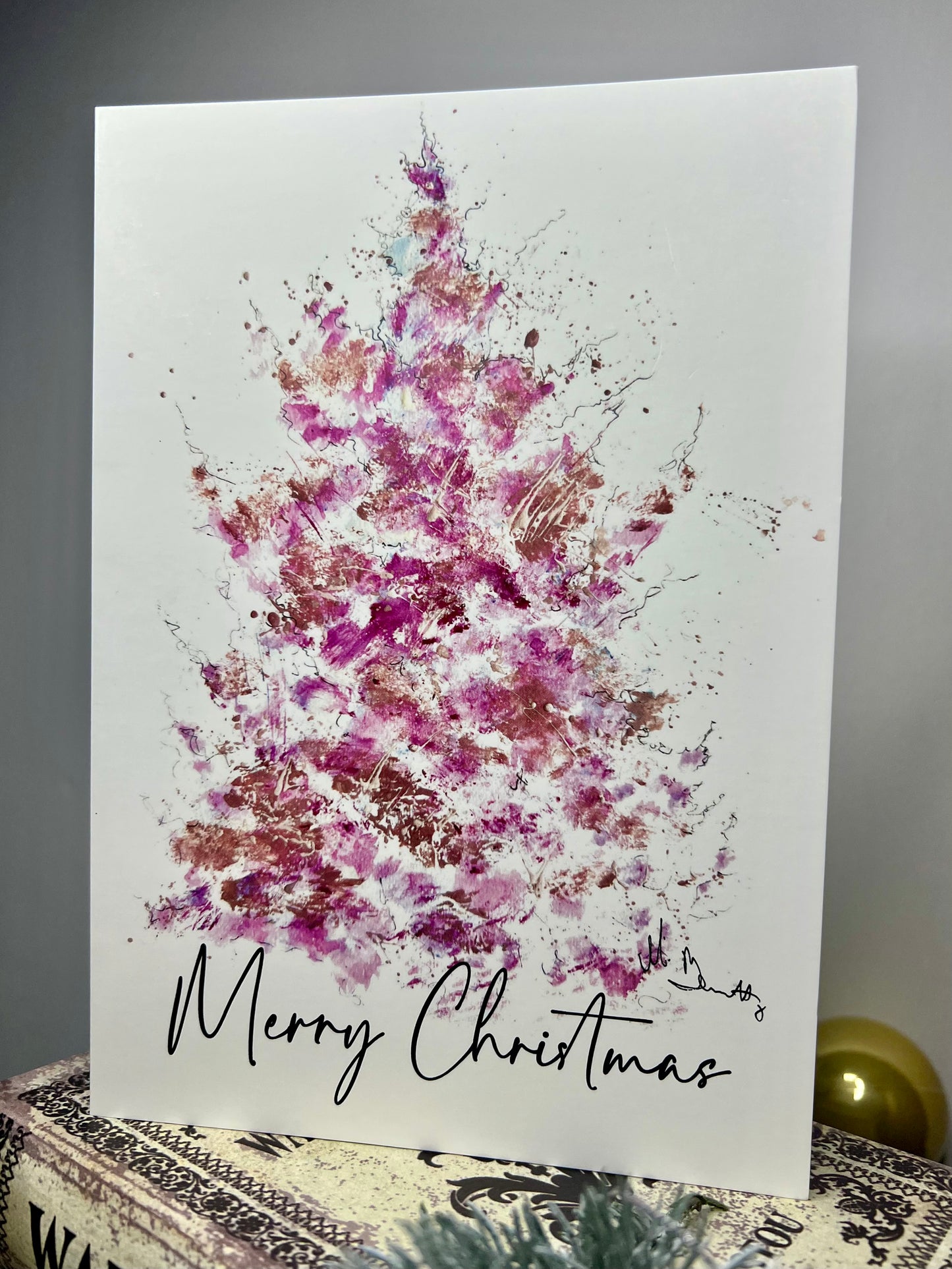A5 Christmas Card - Pink Christmas Tree