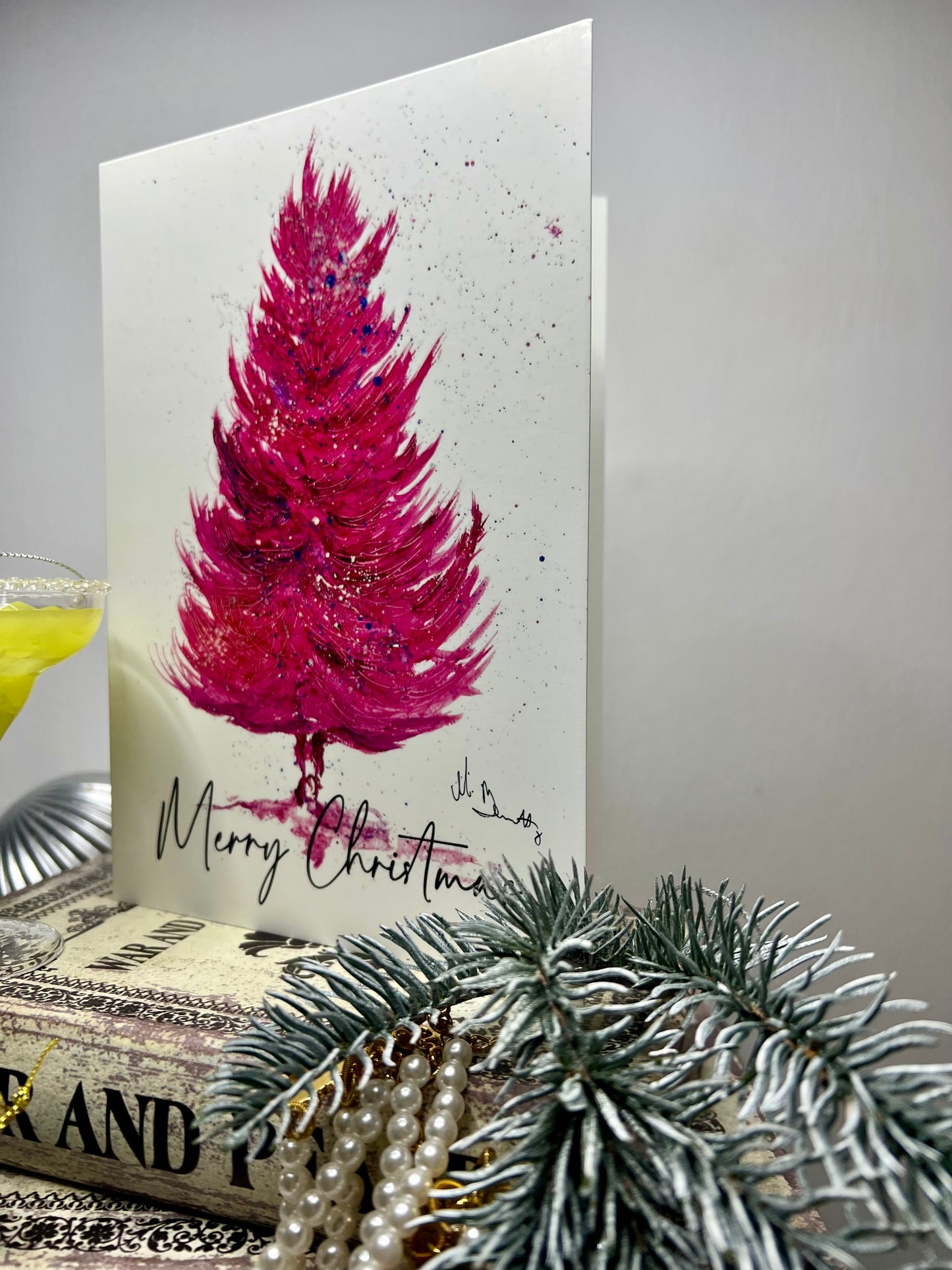 A5 Christmas Card - Pink Christmas Tree