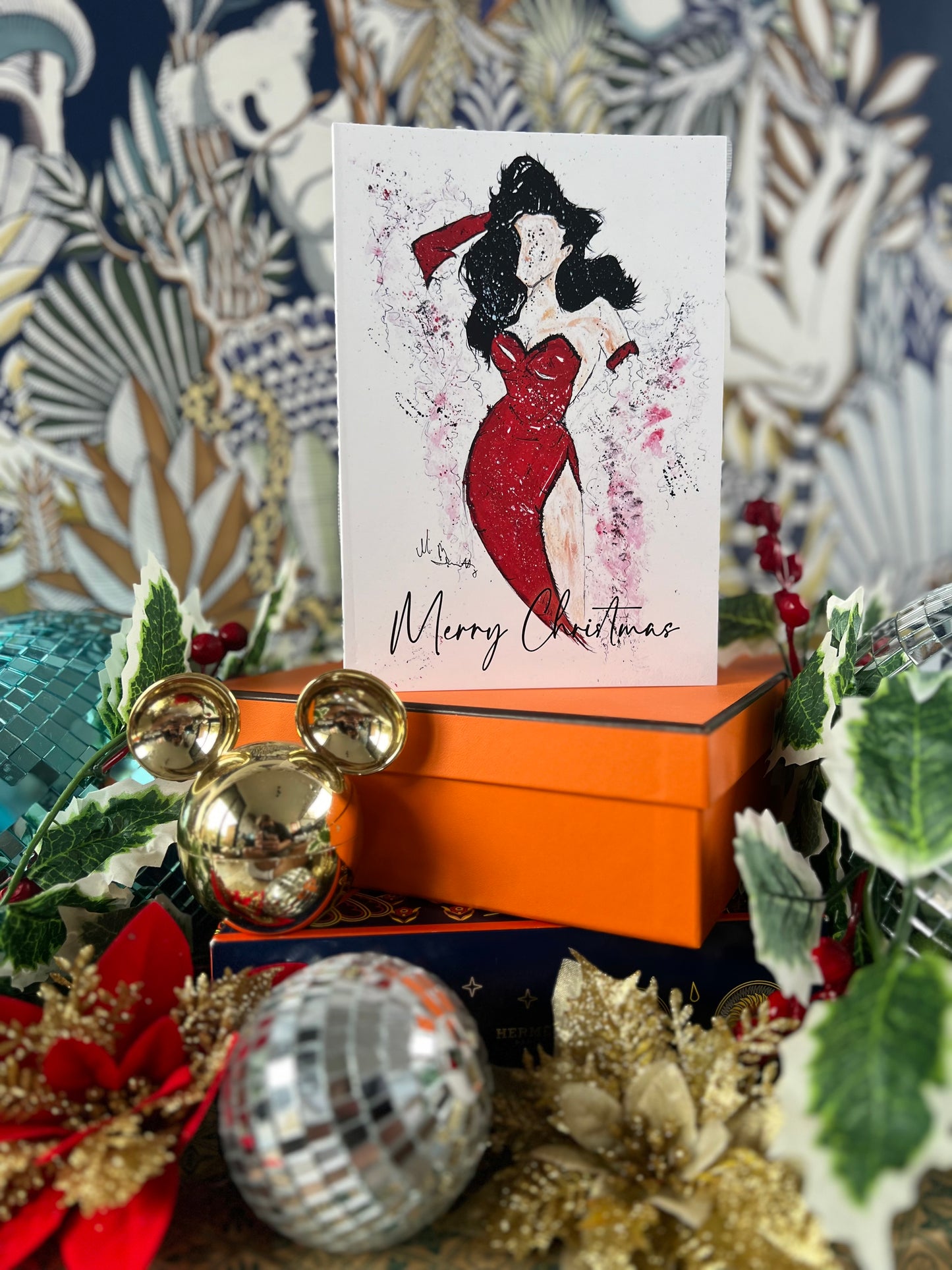 Burlesque Lady- A5 Christmas Card