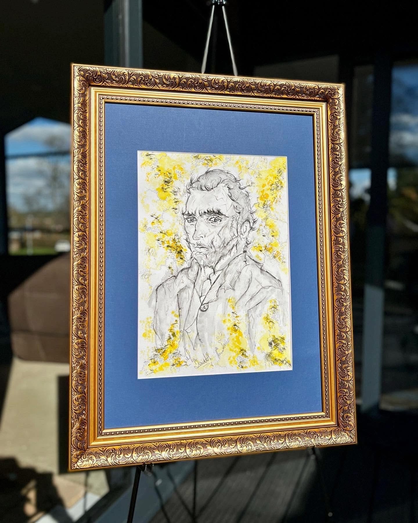 Vincent Van Gogh  - Original Framed Painting - Van Gogh Art - Water Colours & Ink