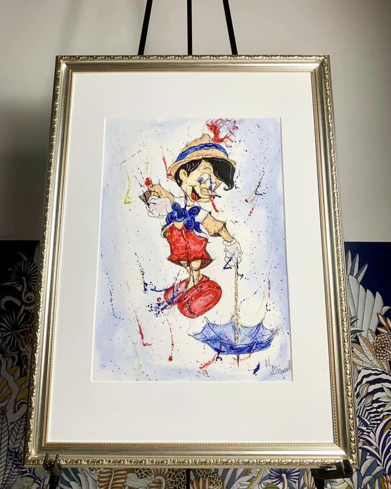 Pinocchio - Original Framed Painting - Disney Art - Disney Painting - Pinocchio Art - 27/20 Inches