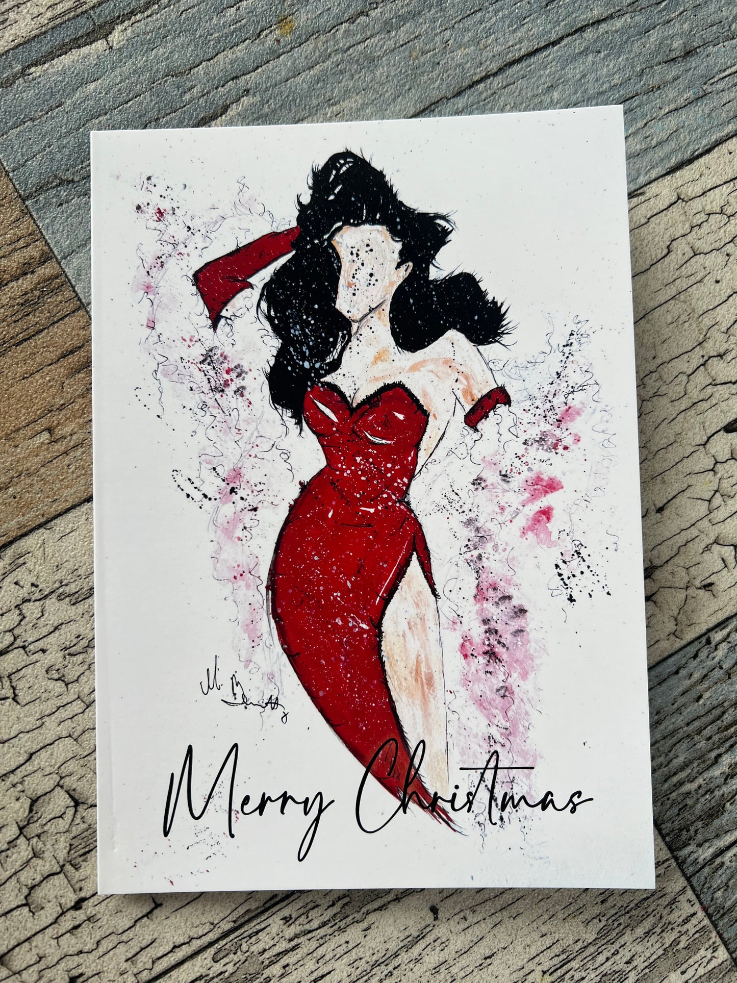 Burlesque Lady- A5 Christmas Card